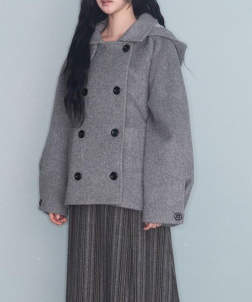 semplice（センプリチェ）の「ショートコート（その他アウター・レディース・ブラック/グレー・F）」の11枚目の写真