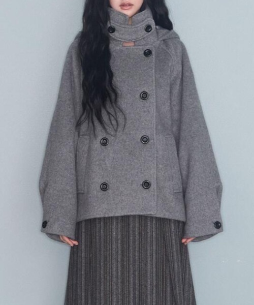 semplice（センプリチェ）の「ショートコート（その他アウター・レディース・ブラック/グレー・F）」の13枚目の写真