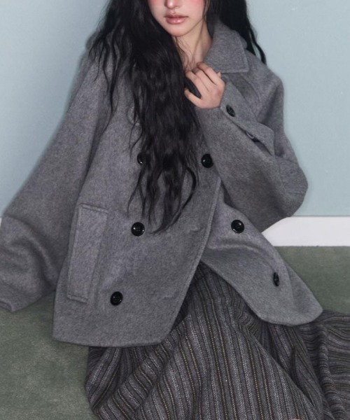 semplice（センプリチェ）の「ショートコート（その他アウター・レディース・ブラック/グレー・F）」の14枚目の写真