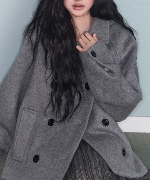 semplice（センプリチェ）の「ショートコート（その他アウター・レディース・ブラック/グレー・F）」の15枚目の写真