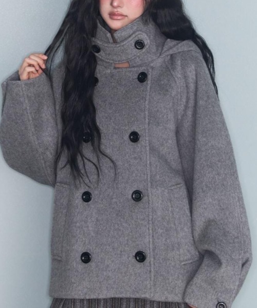 semplice（センプリチェ）の「ショートコート（その他アウター・レディース・ブラック/グレー・F）」の16枚目の写真