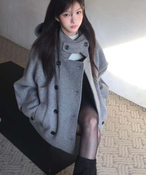 semplice（センプリチェ）の「ショートコート（その他アウター・レディース・ブラック/グレー・F）」の17枚目の写真