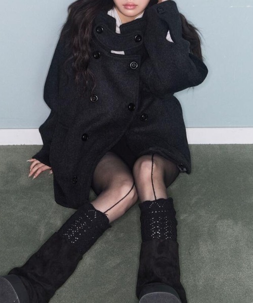 semplice(センプリチェ)の「ショートコート(その他アウター・レディース・ブラック/グレー・F)」の8枚目の写真