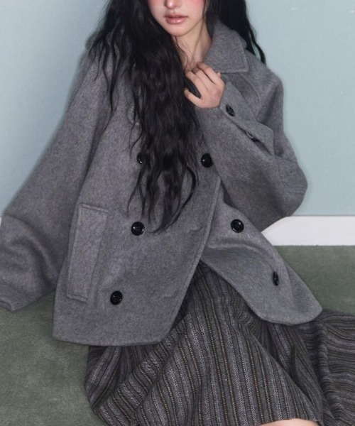 semplice(センプリチェ)の「ショートコート(その他アウター・レディース・ブラック/グレー・F)」の14枚目の写真