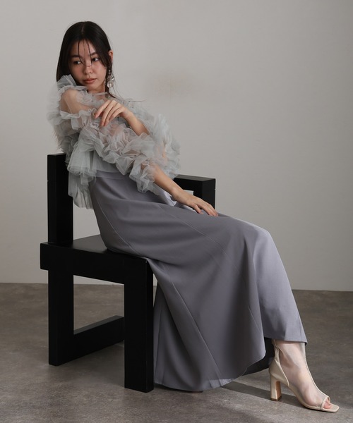 美品✨フォクシー サイドプリーツワンピースドレス シアーグレース フレア グレー FOXEY - ふわこ様ご専用です フォクシー シアーグレースの通販 by