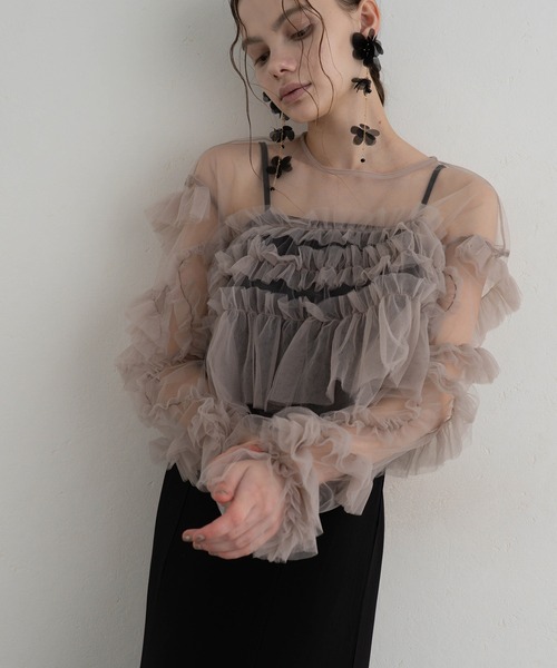 atlo(アトロ)の「ミモレ丈&袖あり フォーマル セットショート丈 シアー感 フレアスカート 着回し セレモニー 結婚式 二次会 パーティー ドレス オケージョンドレス お呼ばれ 同窓会 成人式 (ドレス・レディース・グレー系その他/ピンク系その他・SS/L/M)」の15枚目の写真