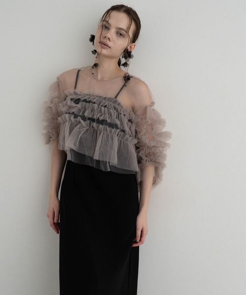 atlo(アトロ)の「ミモレ丈&袖あり フォーマル セットショート丈 シアー感 フレアスカート 着回し セレモニー 結婚式 二次会 パーティー ドレス オケージョンドレス お呼ばれ 同窓会 成人式 (ドレス・レディース・グレー系その他/ピンク系その他・SS/L/M)」の16枚目の写真