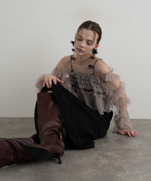atlo(アトロ)の「ミモレ丈&袖あり フォーマル セットショート丈 シアー感 フレアスカート 着回し セレモニー 結婚式 二次会 パーティー ドレス オケージョンドレス お呼ばれ 同窓会 成人式 (ドレス・レディース・グレー系その他/ピンク系その他・SS/L/M)」の17枚目の写真