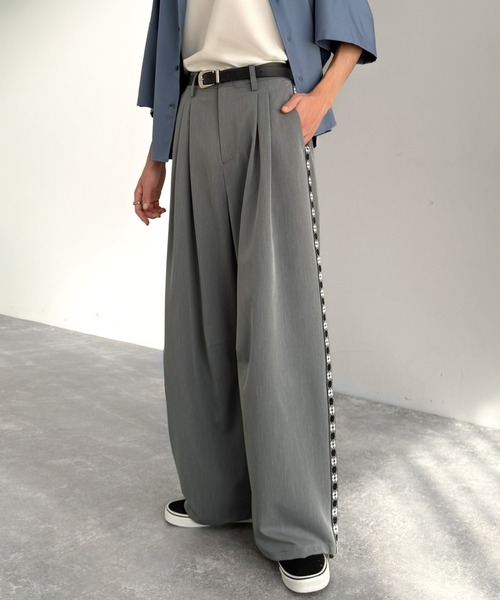 Java（ジャバ）の「《JaVaジャバコラボ》サイドラインで魅せる。裾ドロスト付き ジャカードブレード ツータックスラックス（スラックス・メンズ・グレー/ブラック・MEDIUM/LARGE/SMALL）」の14枚目の写真