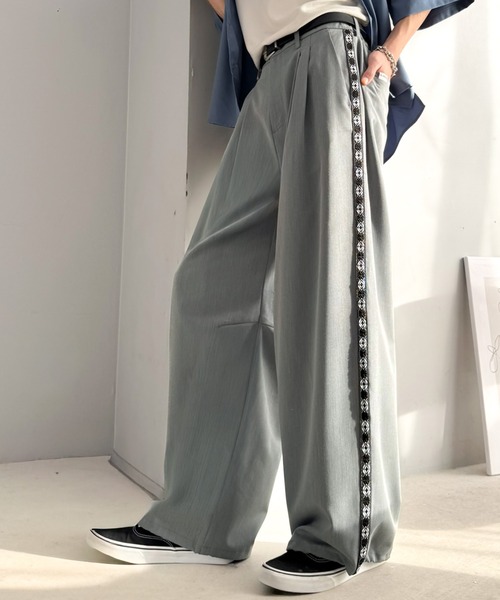 Java（ジャバ）の「《JaVaジャバコラボ》サイドラインで魅せる。裾ドロスト付き ジャカードブレード ツータックスラックス（スラックス・メンズ・グレー/ブラック・MEDIUM/LARGE/SMALL）」の15枚目の写真