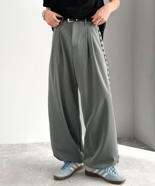 Java（ジャバ）の「《JaVaジャバコラボ》サイドラインで魅せる。裾ドロスト付き ジャカードブレード ツータックスラックス（スラックス・メンズ・グレー/ブラック・MEDIUM/LARGE/SMALL）」の16枚目の写真