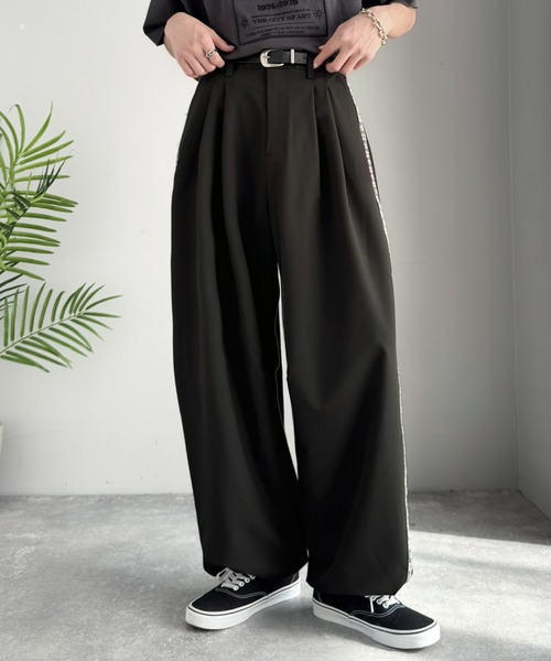 Java（ジャバ）の「《JaVaジャバコラボ》サイドラインで魅せる。裾ドロスト付き ジャカードブレード ツータックスラックス（スラックス・メンズ・グレー/ブラック・MEDIUM/LARGE/SMALL）」の9枚目の写真