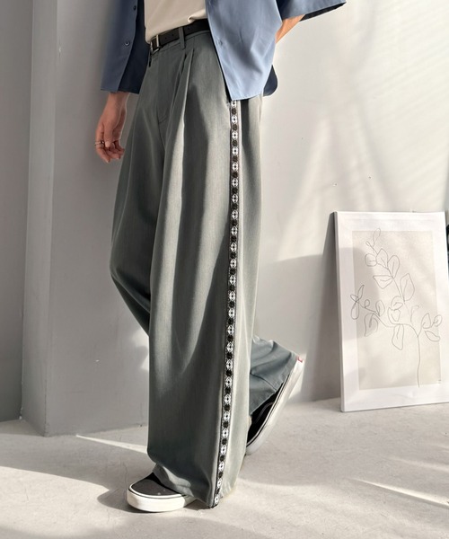 Java（ジャバ）の「《JaVaジャバコラボ》サイドラインで魅せる。裾ドロスト付き ジャカードブレード ツータックスラックス（スラックス・メンズ・グレー/ブラック・MEDIUM/LARGE/SMALL）」の11枚目の写真