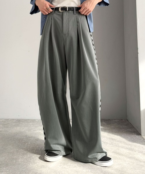 Java（ジャバ）の「《JaVaジャバコラボ》サイドラインで魅せる。裾ドロスト付き ジャカードブレード ツータックスラックス（スラックス・メンズ・グレー/ブラック・MEDIUM/LARGE/SMALL）」の13枚目の写真