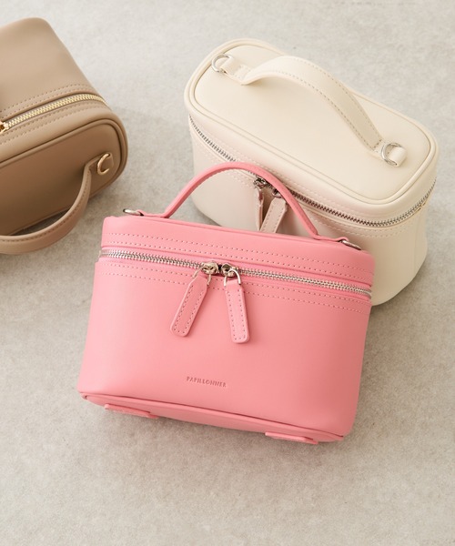 PAPILLONNER（パピヨネ）の「PAPILLONNER/ミラー付きミニバニティーバッグ（ショルダーバッグ・レディース・ピンク/オフホワイト/グレイッシュベージュ/ブラック・FREE）」の4枚目の写真