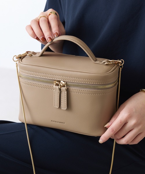 PAPILLONNER（パピヨネ）の「PAPILLONNER/ミラー付きミニバニティーバッグ（ショルダーバッグ・レディース・ピンク/オフホワイト/グレイッシュベージュ/ブラック・FREE）」の3枚目の写真