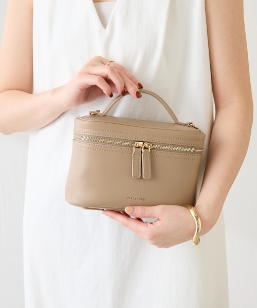 PAPILLONNER（パピヨネ）の「PAPILLONNER/ミラー付きミニバニティーバッグ（ショルダーバッグ・レディース・ピンク/オフホワイト/グレイッシュベージュ/ブラック・FREE）」の6枚目の写真