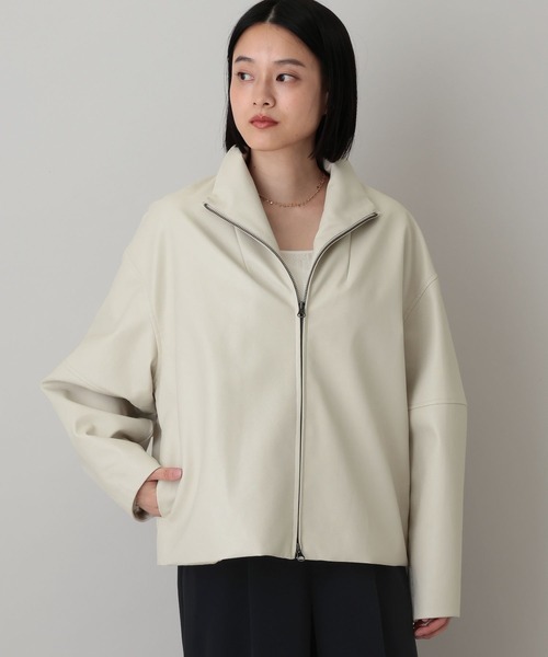 A part by（アパートバイ）の「Fレザースタンドブルゾン（ブルゾン・レディース・アイボリー/ブラック・FREE）」の2枚目の写真