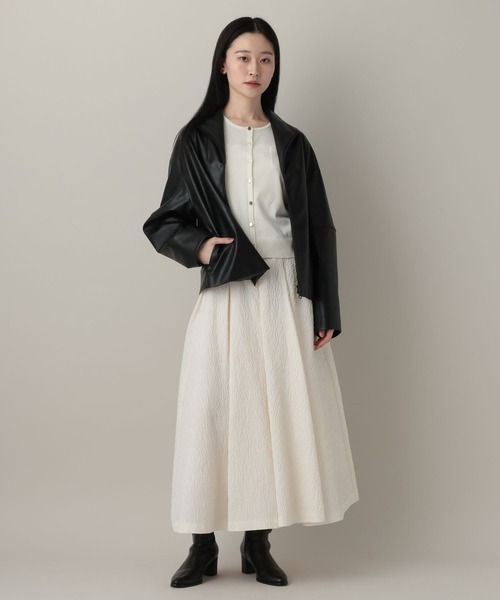 A part by（アパートバイ）の「Fレザースタンドブルゾン（ブルゾン・レディース・アイボリー/ブラック・FREE）」の9枚目の写真