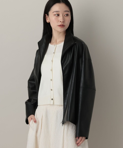 A part by（アパートバイ）の「Fレザースタンドブルゾン（ブルゾン・レディース・アイボリー/ブラック・FREE）」の12枚目の写真