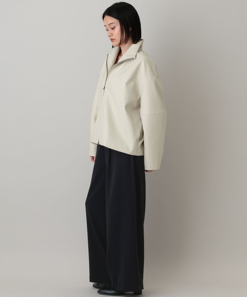 A part by（アパートバイ）の「Fレザースタンドブルゾン（ブルゾン・レディース・アイボリー/ブラック・FREE）」の4枚目の写真