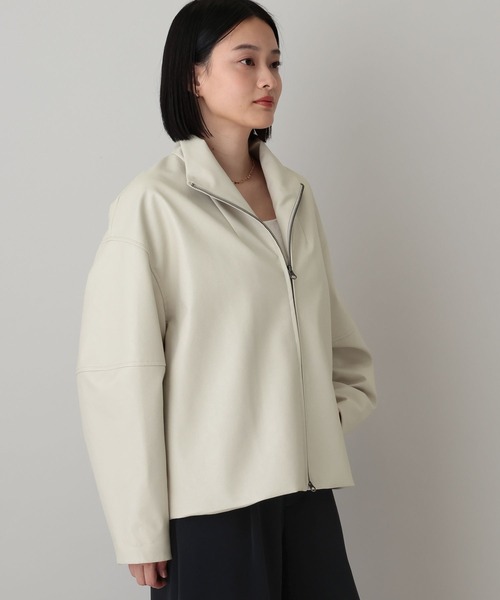 A part by（アパートバイ）の「Fレザースタンドブルゾン（ブルゾン・レディース・アイボリー/ブラック・FREE）」の7枚目の写真