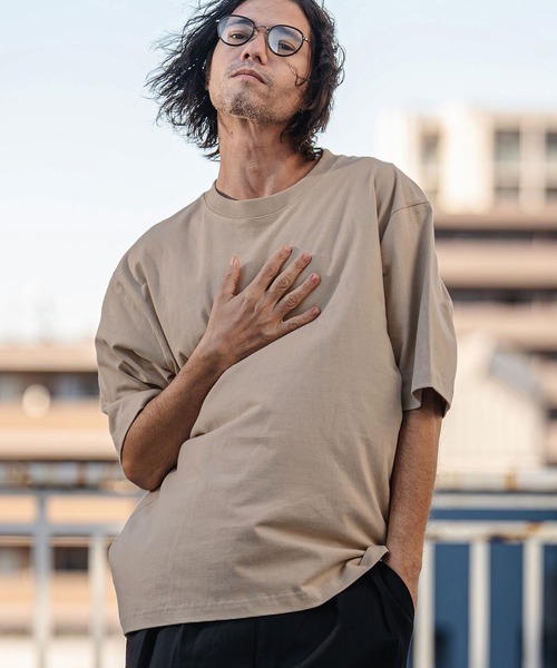 CAMBIO(カンビオ)の「mt10183- Tight Tension Over Size Half Sleeve Tee オーバーサイズ5分袖Tシャツ(AI-261-006)(Tシャツ/カットソー・メンズ・ホワイト/ブラック/ベージュ/チャコール・S/M/L)」の6枚目の写真