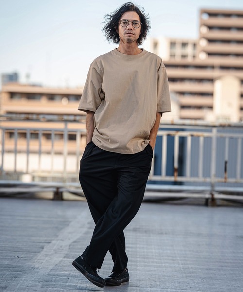 CAMBIO(カンビオ)の「mt10183- Tight Tension Over Size Half Sleeve Tee オーバーサイズ5分袖Tシャツ(AI-261-006)(Tシャツ/カットソー・メンズ・ホワイト/ブラック/ベージュ/チャコール・S/M/L)」の7枚目の写真