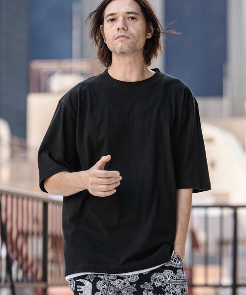 CAMBIO(カンビオ)の「mt10183- Tight Tension Over Size Half Sleeve Tee オーバーサイズ5分袖Tシャツ(AI-261-006)(Tシャツ/カットソー・メンズ・ホワイト/ブラック/ベージュ/チャコール・S/M/L)」の9枚目の写真