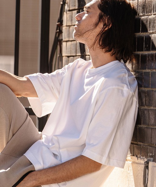 CAMBIO(カンビオ)の「mt10183- Tight Tension Over Size Half Sleeve Tee オーバーサイズ5分袖Tシャツ(AI-261-006)(Tシャツ/カットソー・メンズ・ホワイト/ブラック/ベージュ/チャコール・S/M/L)」の14枚目の写真
