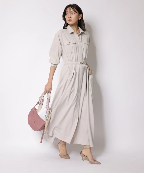 JUSGLITTY（ジャスグリッティー）の「２ＷＡＹボウタイシャツワンピース（ワンピース・レディース・グレイッシュベージュ/ピンク・2/1/0）」の11枚目の写真