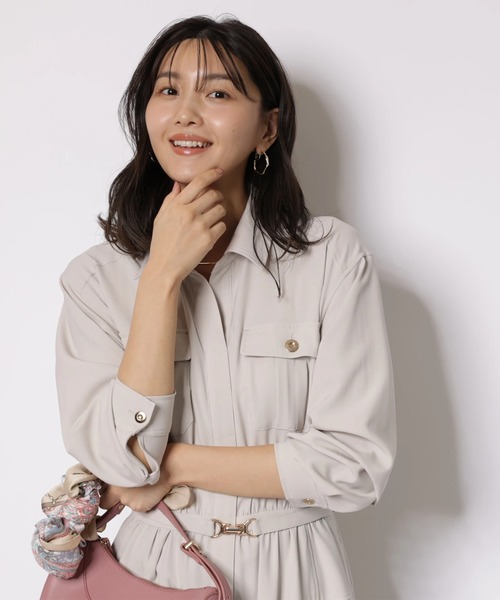 JUSGLITTY（ジャスグリッティー）の「２ＷＡＹボウタイシャツワンピース（ワンピース・レディース・グレイッシュベージュ/ピンク・2/1/0）」の14枚目の写真