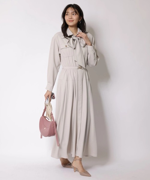 JUSGLITTY（ジャスグリッティー）の「２ＷＡＹボウタイシャツワンピース（ワンピース・レディース・グレイッシュベージュ/ピンク・2/1/0）」の17枚目の写真