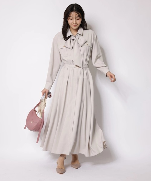 JUSGLITTY（ジャスグリッティー）の「２ＷＡＹボウタイシャツワンピース（ワンピース・レディース・グレイッシュベージュ/ピンク・2/1/0）」の18枚目の写真