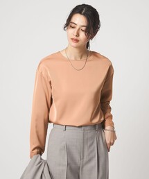 green label relaxing | サテン ドッキング ラウンドヘム プルオーバー カットソー(Tシャツ/カットソー)