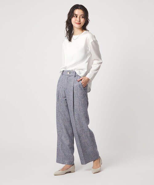 green label relaxing（グリーンレーベルリラクシング）の「サテン ドッキング ラウンドヘム プルオーバー カットソー（Tシャツ/カットソー・レディース・オフホワイト/ネイビー/オレンジ・FREE）」の11枚目の写真