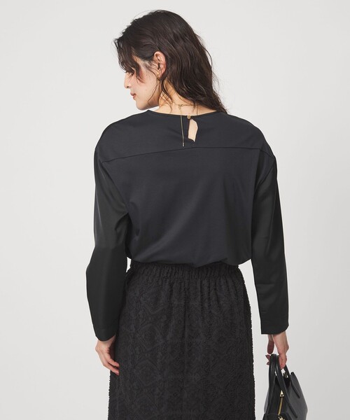 green label relaxing（グリーンレーベルリラクシング）の「サテン ドッキング ラウンドヘム プルオーバー カットソー（Tシャツ/カットソー・レディース・オフホワイト/ネイビー/オレンジ・FREE）」の13枚目の写真