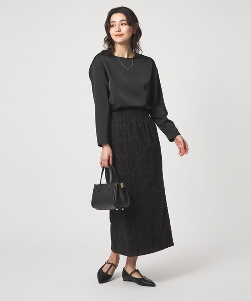 green label relaxing（グリーンレーベルリラクシング）の「サテン ドッキング ラウンドヘム プルオーバー カットソー（Tシャツ/カットソー・レディース・オフホワイト/ネイビー/オレンジ・FREE）」の14枚目の写真