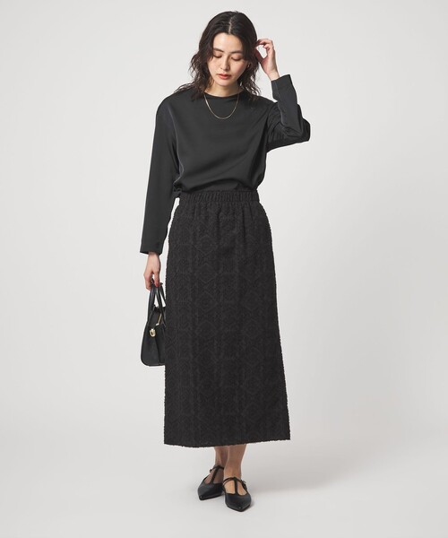 green label relaxing（グリーンレーベルリラクシング）の「サテン ドッキング ラウンドヘム プルオーバー カットソー（Tシャツ/カットソー・レディース・オフホワイト/ネイビー/オレンジ・FREE）」の15枚目の写真