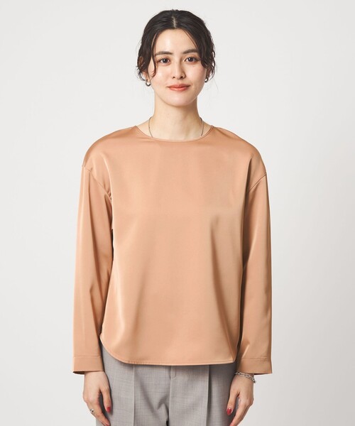 green label relaxing（グリーンレーベルリラクシング）の「サテン ドッキング ラウンドヘム プルオーバー カットソー（Tシャツ/カットソー・レディース・オフホワイト/ネイビー/オレンジ・FREE）」の16枚目の写真