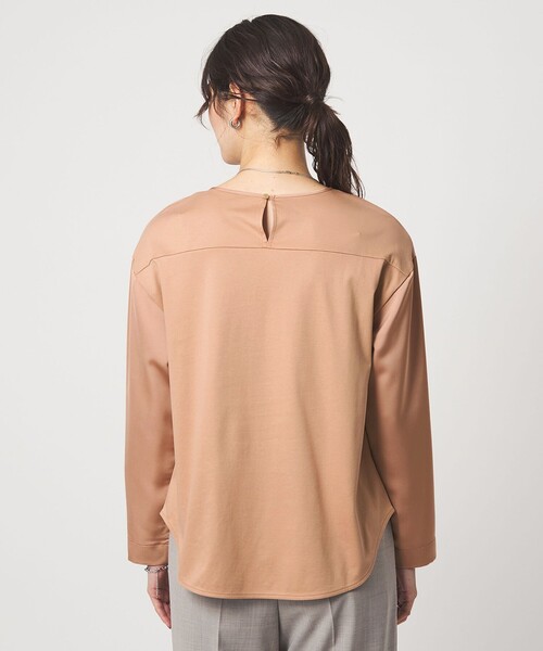 セール】サテン ドッキング ラウンドヘム プルオーバー カットソー（T