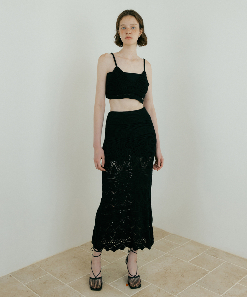 LUCIR ZU(ルシールズ)の「Weave Crochet Two-piece (Top & Skirt) (black)(ニット/セーター・レディース・その他・FREE)」の1枚目の写真