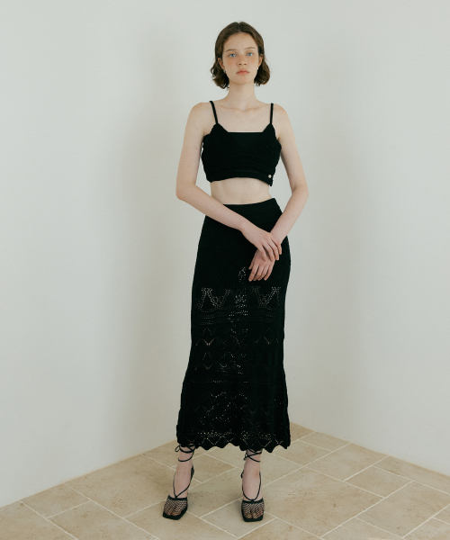 LUCIR ZU(ルシールズ)の「Weave Crochet Two-piece (Top & Skirt) (black)(ニット/セーター・レディース・その他・FREE)」の2枚目の写真