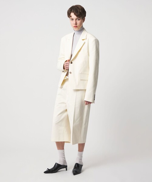 6(ロク)の「<6(ROKU)>コットン 2B ジャケット(テーラードジャケット・レディース・ベージュ/オフホワイト・38/36)」の1枚目の写真