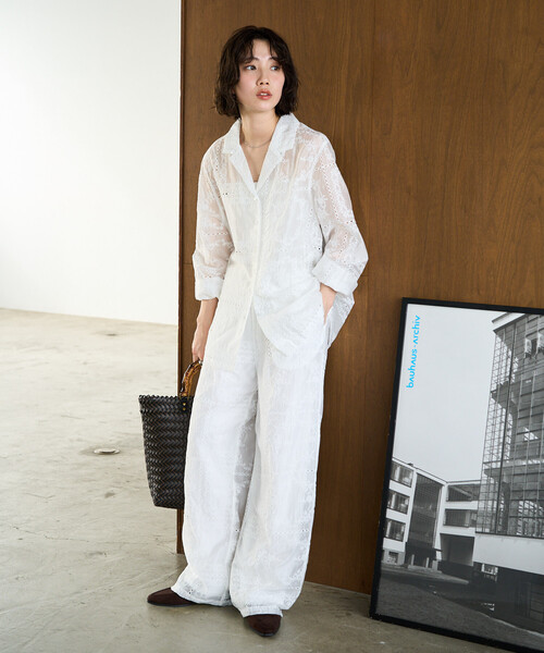 限定展開 パッチワーク風 総刺繍 ルーズパンツ(セットアップ対応