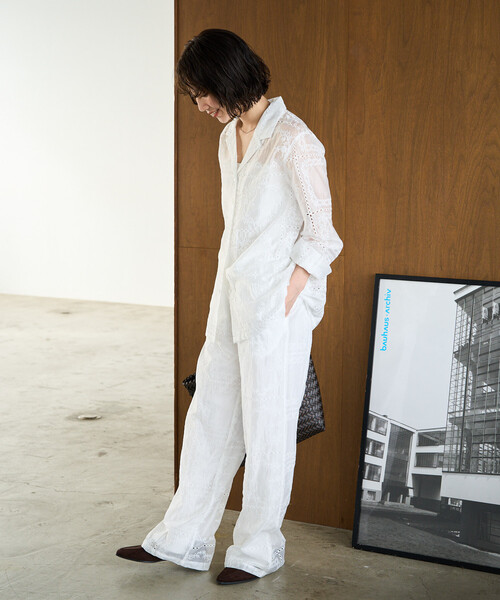 FREAK'S STORE(フリークスストア)の「限定展開 パッチワーク風 総刺繍 ルーズパンツ(セットアップ対応)(その他パンツ・レディース・オフホワイト/ブラック/ブラウン・フリ-)」の19枚目の写真