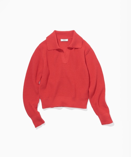 ROPE'（ロペ）の「オーガニックコットンポロニットプルオーバー/イージーケア（ニット/セーター・レディース・ネイビー/レッド系その他2/ホワイト系その他3/ピンク・FREE）」の5枚目の写真