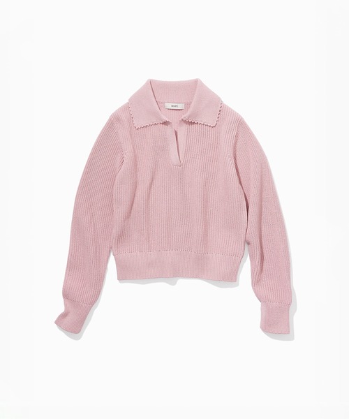 ROPE'（ロペ）の「オーガニックコットンポロニットプルオーバー/イージーケア（ニット/セーター・レディース・ネイビー/レッド系その他2/ホワイト系その他3/ピンク・FREE）」の6枚目の写真