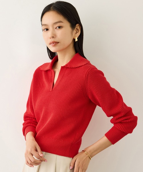 ROPE'(ロペ)の「オーガニックコットンポロ襟プルオーバー/イージーケア(ニット/セーター・レディース・ネイビー/レッド系その他2/ホワイト系その他3/ピンク・FREE)」の22枚目の写真