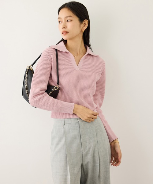 ROPE'(ロペ)の「オーガニックコットンポロ襟プルオーバー/イージーケア(ニット/セーター・レディース・ネイビー/レッド系その他2/ホワイト系その他3/ピンク・FREE)」の20枚目の写真